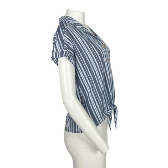 Striped Front Tie Blue Size S - Picture 2 of 3